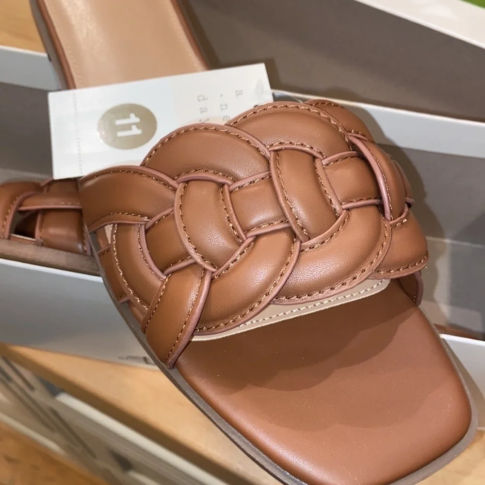Women's Claudette Slide Sandals - A New Day Cognac 11